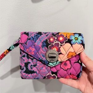 Vera Bradley Multicolor Floral Quilted Wristlet with Turn-Lock